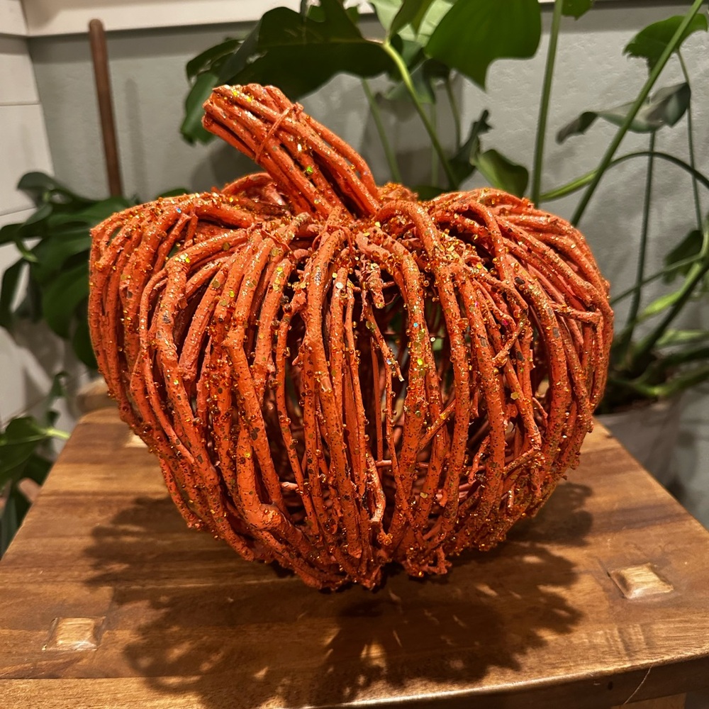 Rustic Orange Twig Pumpkin Decor